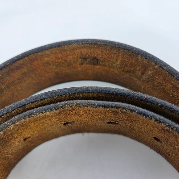 Brown Embossed Western Leather Belt Brass Buckle Size 40 Large 1.50" W USA - Picture 8 of 11